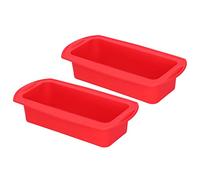 Qudinip Juego de Moldes de Silicona para Pasteles, Herramienta para Hornear Flexible Roja de 2 Piezas para Pasteles y Pan de 2 Libras, Resistente a Altas Temperaturas, Fácil de Limpiar, Larga Vida