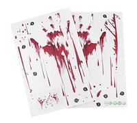 Qudinip Juego de Pegatinas con Huellas de Manos de Sangre Aterradora, Calcomanías de Pared Realistas de Halloween para Decoración de Casa Encantada, 4 Piezas, PVC, 30x45 Cm
