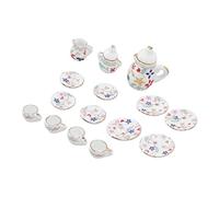 Qudinip Juego de té para Casa de Muñecas, Minijuego de Tazas de té de Cerámica de Simulación para Tiempo de Juego Creativo y Modelado en Miniatura, 15 Piezas, para Niños (Es Estilo)