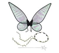 Qudinip Juego de Varita de Estrella con Floral de Ala de Hada con Marco de Acero Liviano para Actuación de Danza 1 Unidad (Negra)