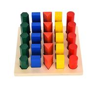 Qudinip Juguete de Clasificación de Madera Juego de Apilamiento Bloques Geométricos Coloridos Ecológicos para Niños Mayores de 3 Años Hechos de Haya 25 Piezas (Escalera de geometría)