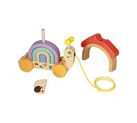 Qudinip Juguete de Madera de Haya para Tirar de Caracol para Niños Pequeños de 3 Años en adelante: Divertido Juego Educativo con Coloridos Bloques Apilables