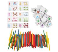 Qudinip Juguete Educativo de Madera a Juego con Números de Matemáticas, Juego de Conteo de Aprendizaje Colorido para Niños de 3 Años en Adelante, Madera, 105 Palos (Emparejamiento de números)