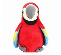 Qudinip Juguete Eléctrico de Loro de Peluche Que Se Repite, Aprende a Hablar, Cantar, Agitar la Cabeza, Loro Parlante Interactivo con Tela Cómoda, para Niños, Diversión en Educación (Roja)