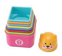 Qudinip Juguetes Apilables para Bebés, Juego de Vasos de Construcción Cuadriláteros Coloridos y Divertidos para Bebés, 9 Piezas