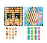 Qudinip Juguetes de Ajedrez y Damas de Animales para Niños, Juegos Educativos de Escritorio, Juguete para Regalo Multifuncional de Madera (ZKB-Ajedrez y Bestia)