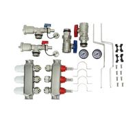 Qudinip Kit de Colector de Calor Radiante de Alta Precisión de 3 Bucles con Manómetro de Caudalímetro para Soluciones Eficientes de Calentamiento de Agua Acero Inoxidable 304