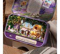 Qudinip Kit de Manualidades en Miniatura de Casa de Muñecas de Madera DIY con Luz LED para Regalo de Cumpleaños para Niños Aprox.14,3x8,4x2,6 Cm (Q-010 Dulces Sueños Entre Flores)