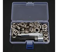 Qudinip Kit de Ojales de Latón con Ojales Metálicos de 12 Mm para Bolsos de Zapatos y Accesorios de Ropa - 100 Piezas - Plata (Botones de ojal de aire con borde plateado de 12)