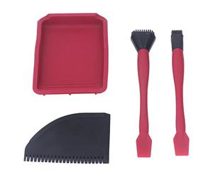 Qudinip Kit de Pegamento de Silicona, 2 Cepillos 1 Peine 1 Bandeja para Aplicación de Pegamento para Carpintería, con Hoja Fina para Espacios Estrechos, Recubrimiento Uniforme