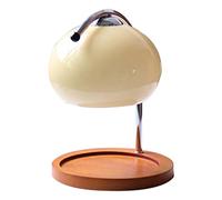Qudinip Lámpara de Fusión de Cera Aromática, Luz Ajustable, Bandeja de Almacenamiento de Madera Retro, Lámpara Calentadora de Velas de Vidrio, de Mesa (Interruptor de atenuación)