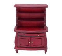 Qudinip Librería en Miniatura para Casa de Muñecas 1:12, Estantería de Madera de Estilo Europeo con Forma Regordeta única, para Coleccionistas, Decoración del Hogar (Roja)