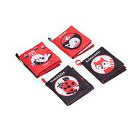 Qudinip Libro de Tela para Bebés de 4 Piezas, Libro Suave para Bebés con Coloridos Patrones de Dibujos Animados para el Aprendizaje Temprano y el Desarrollo de la Visión, Material de Tela