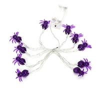 Qudinip Luces de Halloween, Luces de Cuerda LED de Araña Púrpura con una Forma de Araña de 10 LED para la Decoración Exterior para Exteriores, 2 M de Batería Alimentada