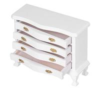 Qudinip Mesita de Noche para Casa de Muñecas 1:12, Linda Cajonera de Madera en Miniatura para Dormitorio de Casa de Muñecas, Ecológica, 3,9x3,1x1,6 Pulgadas