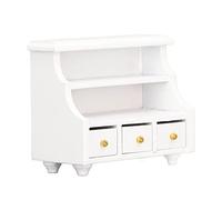 Qudinip Mini Mueble de Baño, Encantador Almacenamiento Decorativo de Color Blanco para Casa de Muñecas, con Cajones y Estantes que Se Pueden Abrir, para Muñecas de Escala 1:1