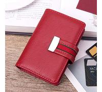 Qudinip Mini Tarjetero para Mujer, Estuche para Tarjetas Bancarias de Cuero PU de Moda, Protege los Datos, Ideal para Viajes, Rojo, Capacidad para 26 Tarjetas (Roja)