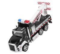 Qudinip Modelo de Coche de Juguete de Aleación 1:42 con Función de Retroceso para Niños, Regalo de Vagón Patrulla de Simulación, Construcción de Aleación Duradera (camión de Remolque de la policía)