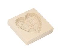 Qudinip Molde de Sello de Galletas de Madera, Duradero, Fácil Liberación para Hornear en la Cocina, Molde de Galletas Talladas, Madera de Haya, 1 Unidad (Amor corazón y rosa)