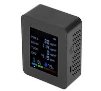 Qudinip Monitor de CO2 Multifuncional 6 en 1 Detector Inteligente de Calidad del Aire con Temperatura PM2.5 TVOC HCHO para el Hogar, Oficina, Gimnasio, Material ABS 9x7x3,4 Cm (Negra)
