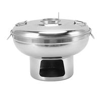 Qudinip Olla Caliente de Carbón Portátil de Acero Inoxidable con Superficie Pulida para una Experiencia Gastronómica para una (Plata)