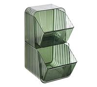 Qudinip Organizador de Contenedores de Almacenamiento de Alimentos, Organizador Compacto de Paquetes de Plástico Duradero para Refrigerios y Bolsitas de té, Tamaño de 2 Niveles 5,4x10,6x5,0 Pulgadas