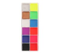 Qudinip Paleta de Pintura Facial de 12 Colores, Colores Vibrantes Impermeables Profesionales para Maquillaje de Fiesta, Segura y Respetuosa con el Medio Ambiente, 12