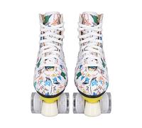 Qudinip Patines de Ruedas Duraderos de Doble y 4 Ruedas, Grafiti Blanco Fresco para Niños y Adultos de la Familia (40)