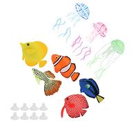 Qudinip Peces Artificiales Brillantes Decoración Brillante con Medusas Coloridas Accesorios de Acuario para Peceras Hechos de Silicona No Tóxica 8 Piezas