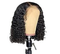 Qudinip Peluca rizada brasileña, 150 Densidad Onda de Agua Rosa Red Peluca con Tamaño Ajustable, Suave, Transpirable Sin Brillo Hecho A Máquina Peluca para Mujeres