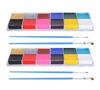 Qudinip Pinturas para Pintura Corporal, Juego de 12 Colores, Pinturas Al óleo No Irritantes, Perfectas para Disfraces de Fiesta de Halloween, 2 Juegos con 4 Bolígrafos