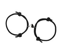 Qudinip Pulseras Magnéticas para Parejas, Forma de Corazón Ajustable única para Relaciones, Regalo a Juego para Amantes, 1 par de Cuerda Negra (Negra)