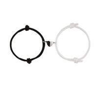 Qudinip Pulseras Magnéticas para Parejas, Forma de Corazón Ajustable única para Relaciones, Regalo a Juego para Amantes, 1 par de Cuerda Negra (negro blanco)