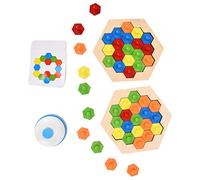 Qudinip Rompecabezas Hexagonal de Madera para Adultos para Niños, Divertido Juguete Rompecabezas Colorido para la Interacción Entre e Hijos, Haya, 40 Bloques