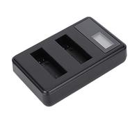 Qudinip SEIVI Cargador de Batería Dual con Pantalla LCD para 4, Cargador Mini USB Confiable para Actividades Al Aire Libre, Plástico 100% Nuevo, Modelo AHDBT-401