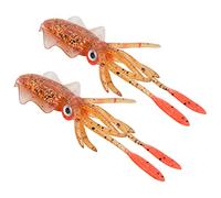 Qudinip Señuelo para Peces de Calamar, 2 uds., Cebo Suave Vibrante con Modelado Realista para Pesca en Barco de Mar, Rojo, Gris Transparente (Rojo Grande)