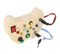 Qudinip Tablero Sensorial con Interruptor de Manija para Niños con Botones de Aprendizaje Coloridos y Luces Hechas de Madera de Pino