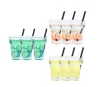 Qudinip Tazas de Bebidas para Casa de Muñecas en Miniatura, Lindas y Coloridas Botellas de Bebidas para Jugo para Cocina de Casa de Muñecas 1/12, 9 Uds., Fruta Mixta de Lima Amarilla