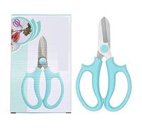 Qudinip Tijeras de Floristería Pequeñas y Ligeras para Horticultura Fabricadas en Acero Inoxidable con Hojas Incisivas y Agarre Cómodo (Azul)