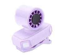 Qudinip Ventilador con Clip para Paraguas de Cintura, Velocidad Ajustable Portátil con Luz LED para Actividades Al Aire Libre, Ligero, 6,18 X 3,27 Pulgadas (Púrpura)