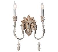 qudkdhs Aplique de Pared Estilo rústico francés Estilo rústico Estilo rústico Estilo Art Déco Vintage con 2 Luces y Doble Vela para Dormitorio, mesita de Noche, baño, Sala de Estar y Comedor.