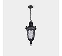 qudkdhs Lámpara Colgante Europea Ganeep, Resistente al Agua, para Exteriores, con Cadena Ajustable, de Aluminio, con Cristal Ondulado Negro/marrón.
