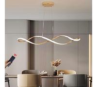 qudkdhs Moderna lámpara Lineal de Rayas LED Regulable con Control Remoto, Barra Negra, lámpara Larga, 45 W, Mesa de Comedor contemporánea, Entrada, Isla de Cocina, Sala de Estar, iluminación cromada