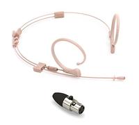 Que Audio QA22 BE - Micrófono omnidireccional de doble oreja para hablar o cantar, adaptador SHL para Shure inalámbrico incluido + parabrisas, clip y funda, color beige