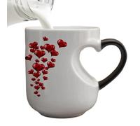 Que cambia de color: para jugo de leche con mango en forma de corazón, taza de cerámica activada por calor con diseño divertido | Vasos mágicos para mujeres, hombres, niños, familia, Pos
