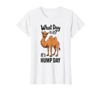Qué día es Joroba días Camello Happy Humpday Miércoles Camiseta gráfica económica, Mujer, Blanco, XS