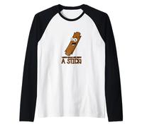 ¿Qué es marrón y pegajoso un Palo Divertido papá Broma Mensaje humorístico Camiseta Manga Raglan
