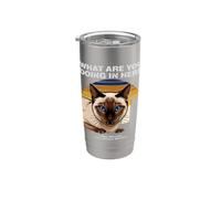 ¿Qué estás haciendo aquí Ansiious Siamese Cat Vaso térmico de acero inoxidable de doble pared