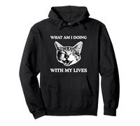 Qué Estoy Haciendo con Mis Vidas Divertido Gato Animal Meme Obsceno Sudadera con Capucha