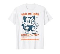 ¿Qué Estoy Haciendo con mis Vidas Gracioso Gato de Dibujos Animados Camiseta